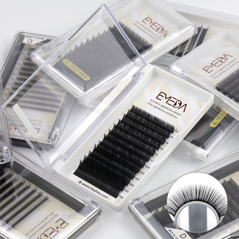 0.2mm J B C D Curl Silk Volume Eyelash Extensions with Private Label 